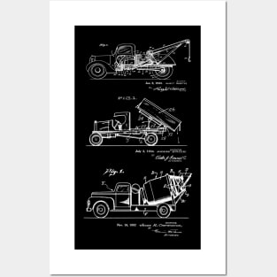 3 Trucks - Dump Truck, Tow Truck, Cement Truck Patents Posters and Art